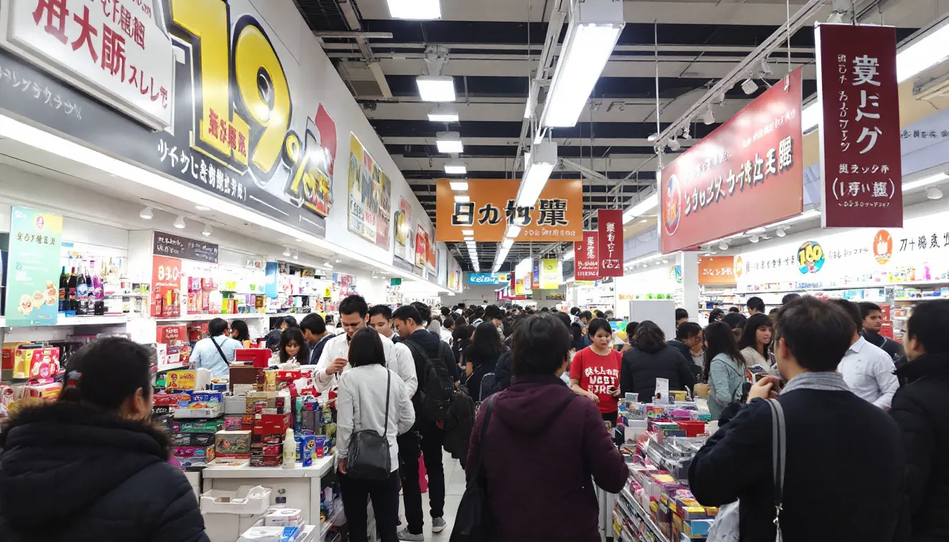 オートバックスの店内では、カーナビの取り付けを希望する多くの顧客で賑わっています。キャンペーン期間中の特別オファーにより、カーナビの購入と取り付け工賃込みのサービスが好評です。