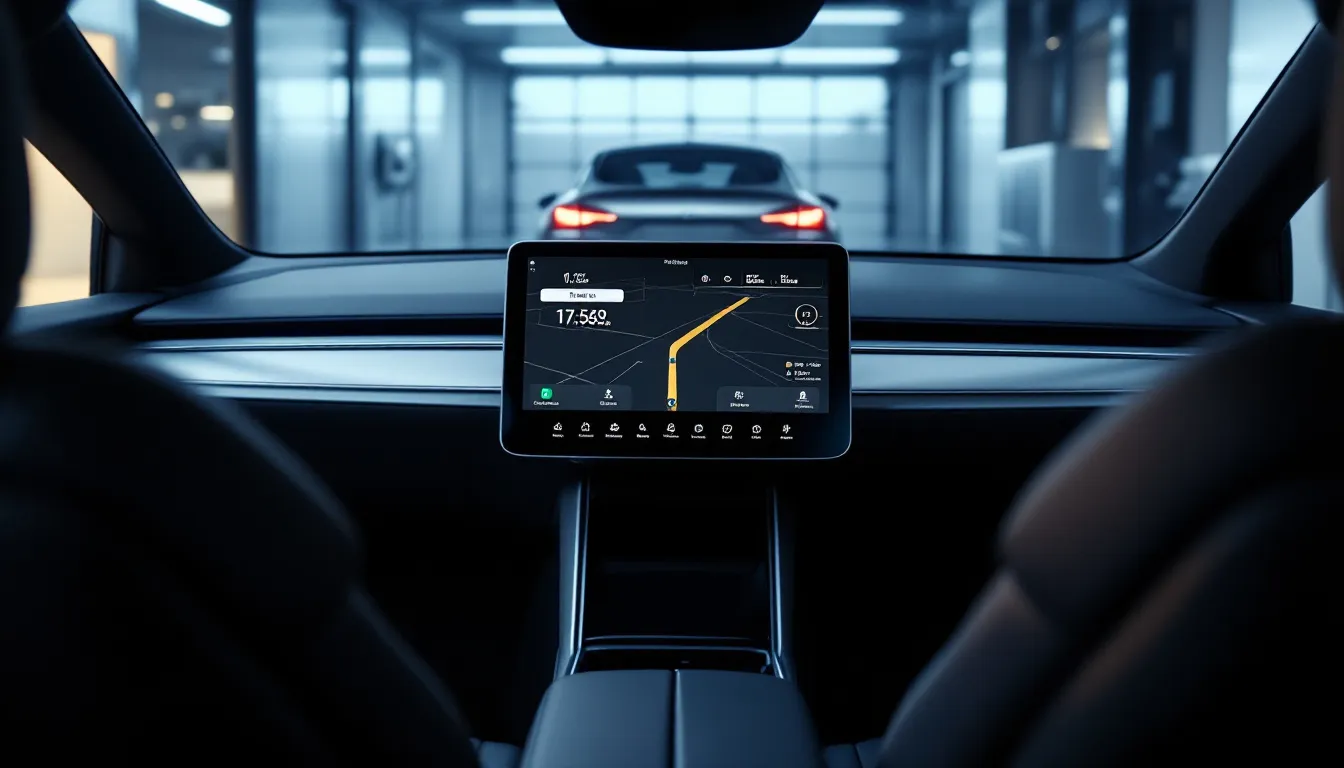 最新のカーナビが設置された車内には、大画面モニターが映し出され、ナビゲーション情報が表示されています。オート バックス で購入したカーナビの取り付け工賃込みで、快適なドライブをサポートします。